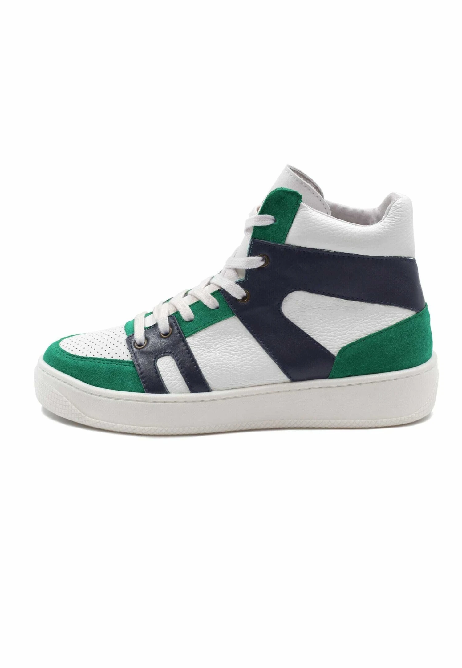 Sneakers Hoog - Blanc Bleu Vert 3 Sneakers Hoog - Blanc Bleu Vert