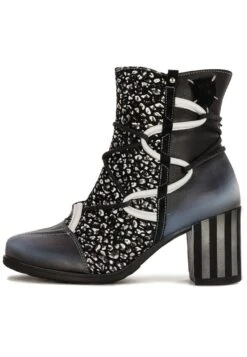 Enkellaarsjes Met Hoge Hak - Czarny Biały