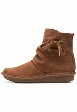 Clarks Enkellaarsjes Met Plateauzool - Dark Tan Suede
