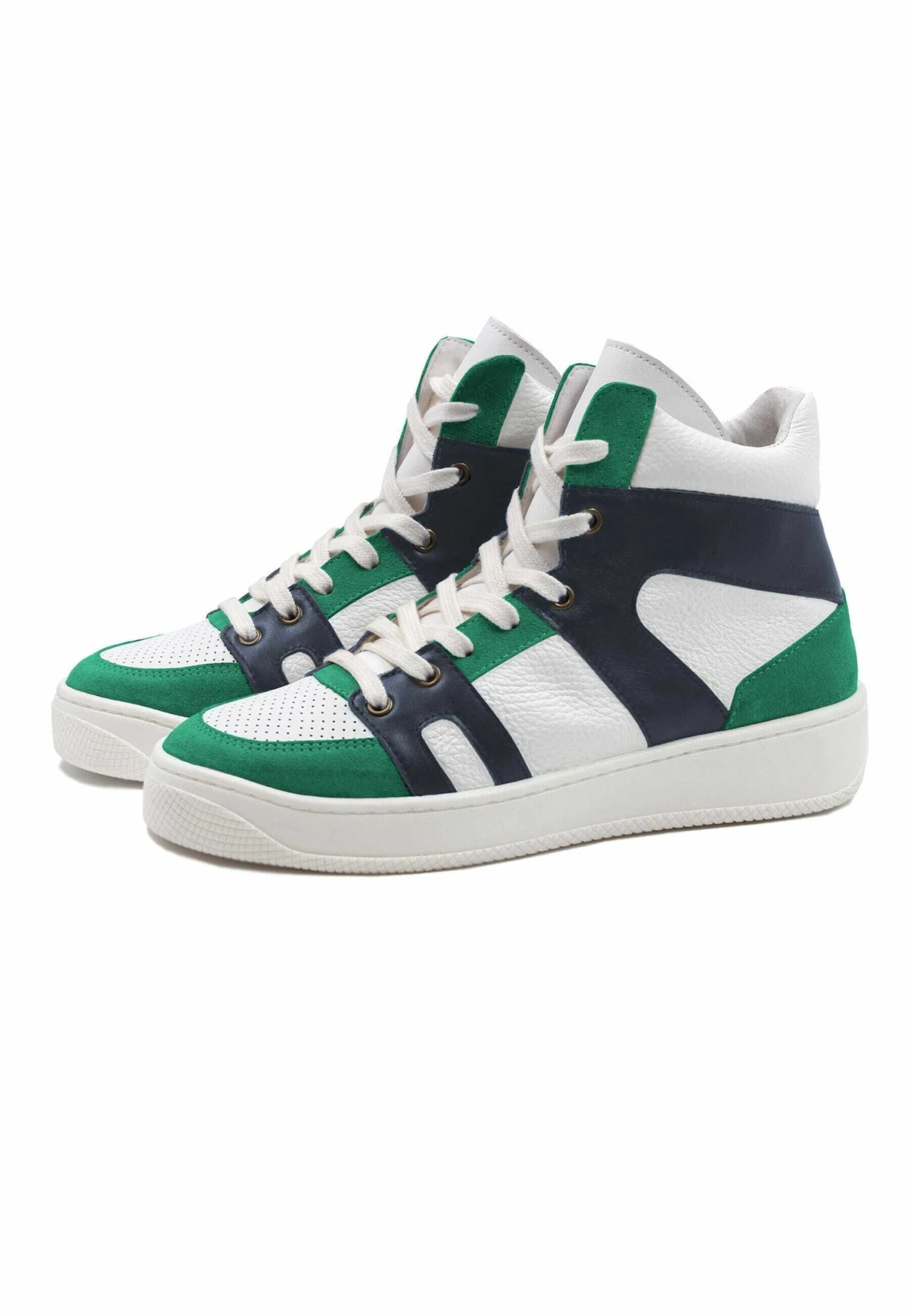 Sneakers Hoog - Blanc Bleu Vert 4 Sneakers Hoog - Blanc Bleu Vert - Afbeelding 2