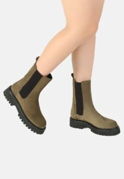 Chelsea Ekonika - Enkellaarsjes Met Plateauzool - Khaki